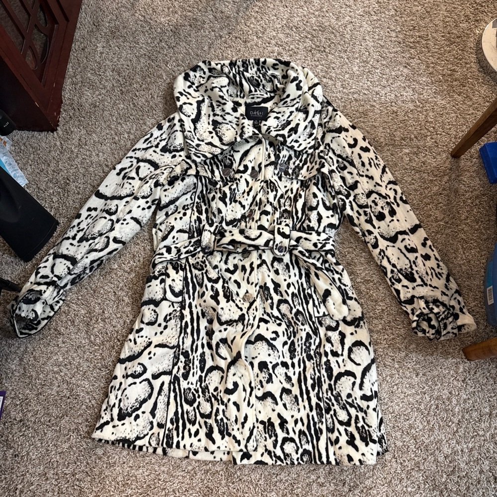 Kardashian Kollection Dash Black and White Faux Fur Coat
